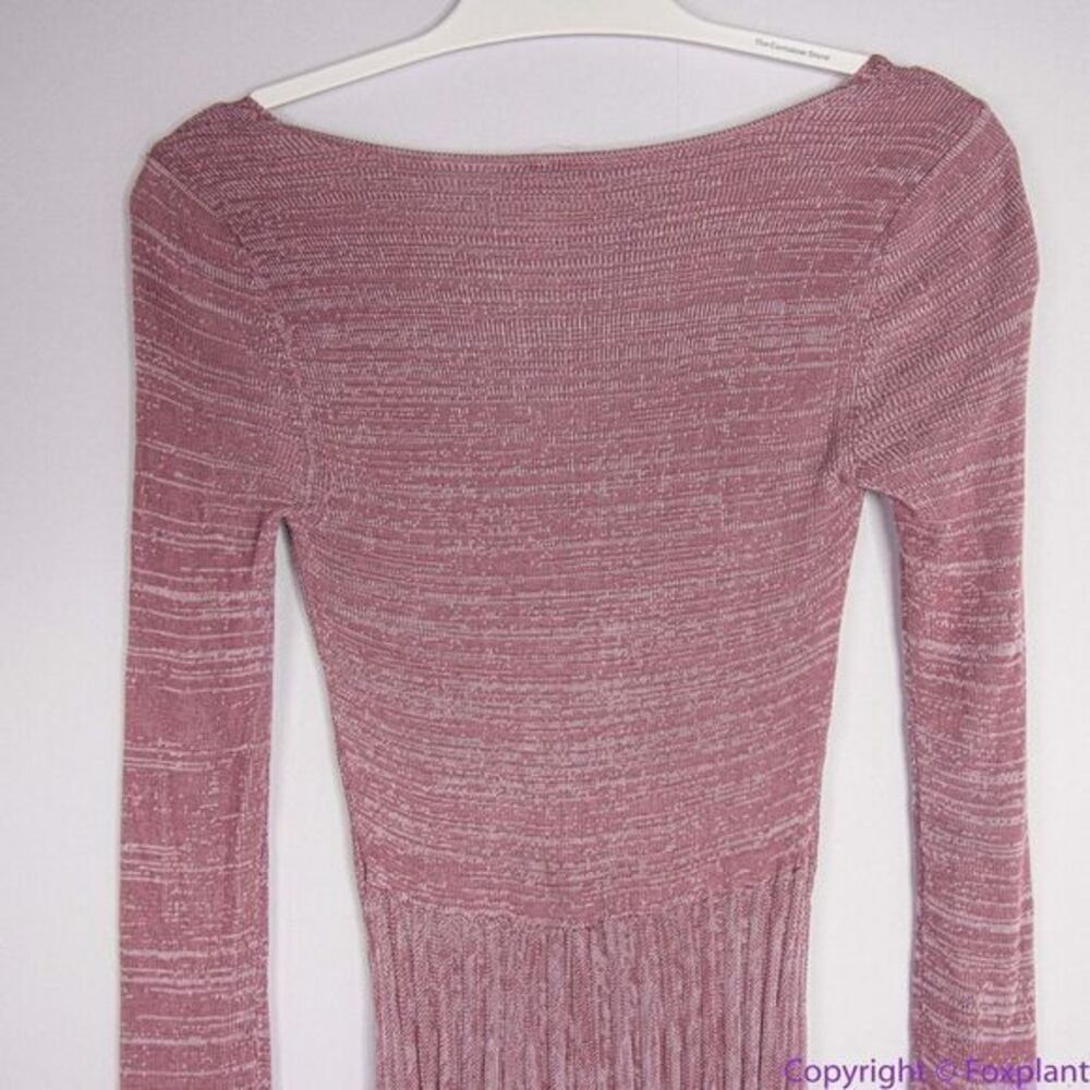 NEW Free People Pink Long Sleeve Knit Flare Pleated Lady Luck Jumpsuit, size S - Picture 9 of 16